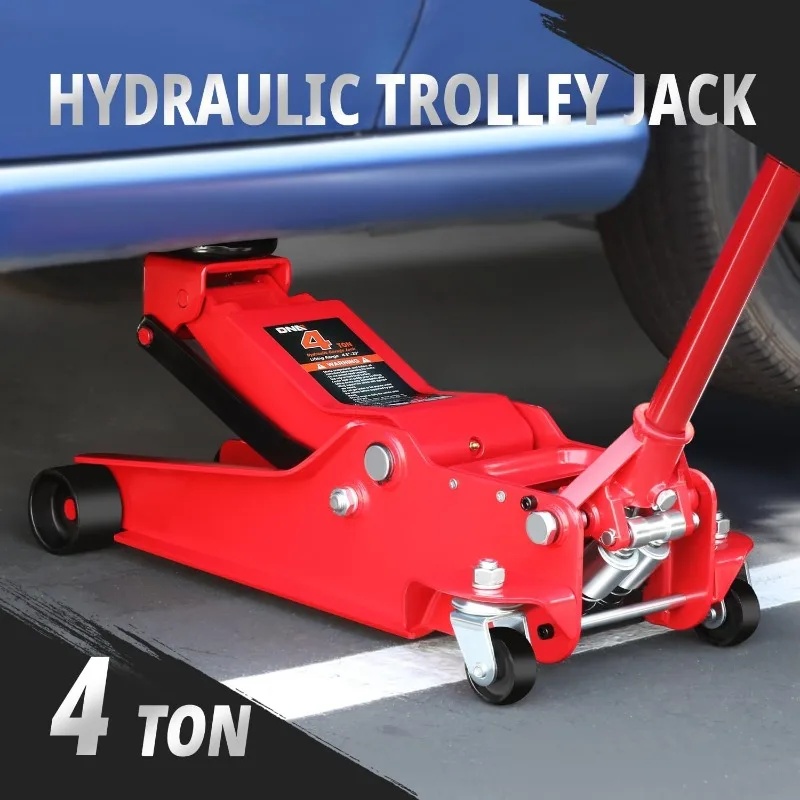 DNA MOTORING Low Profile Hydraulic Trolley Service/Floor Jack, 4 Ton (8000 lbs) Capacity, Lifting Range 4.5