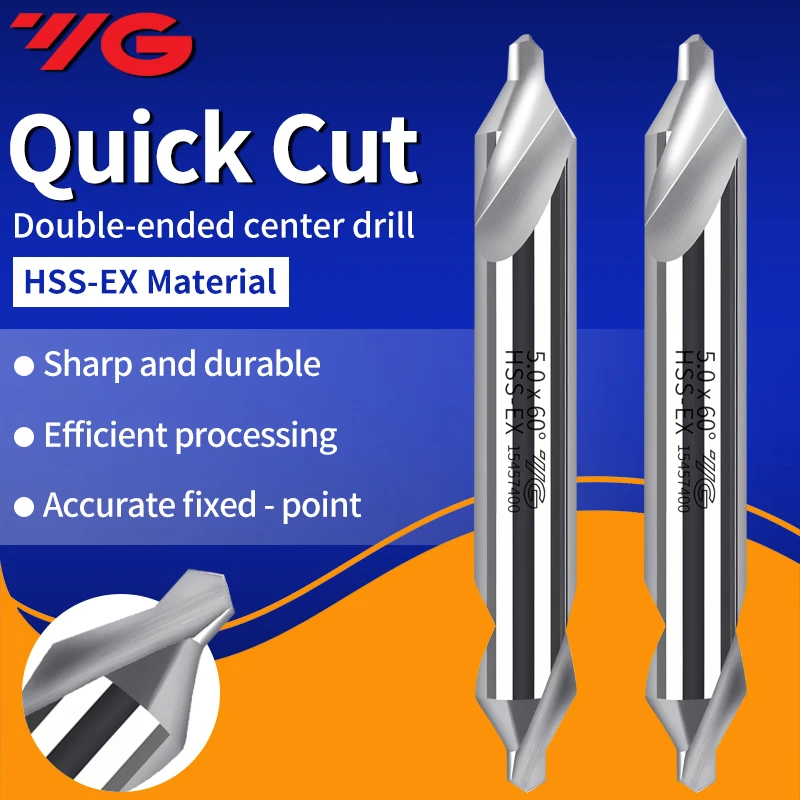 

YG DV3010 Центральное сверло с двойной головкой, 60 градусов HSS-EX, центральное сверло с кобальтом, центральное сверло из высокоскоростной стали, 1–5 мм