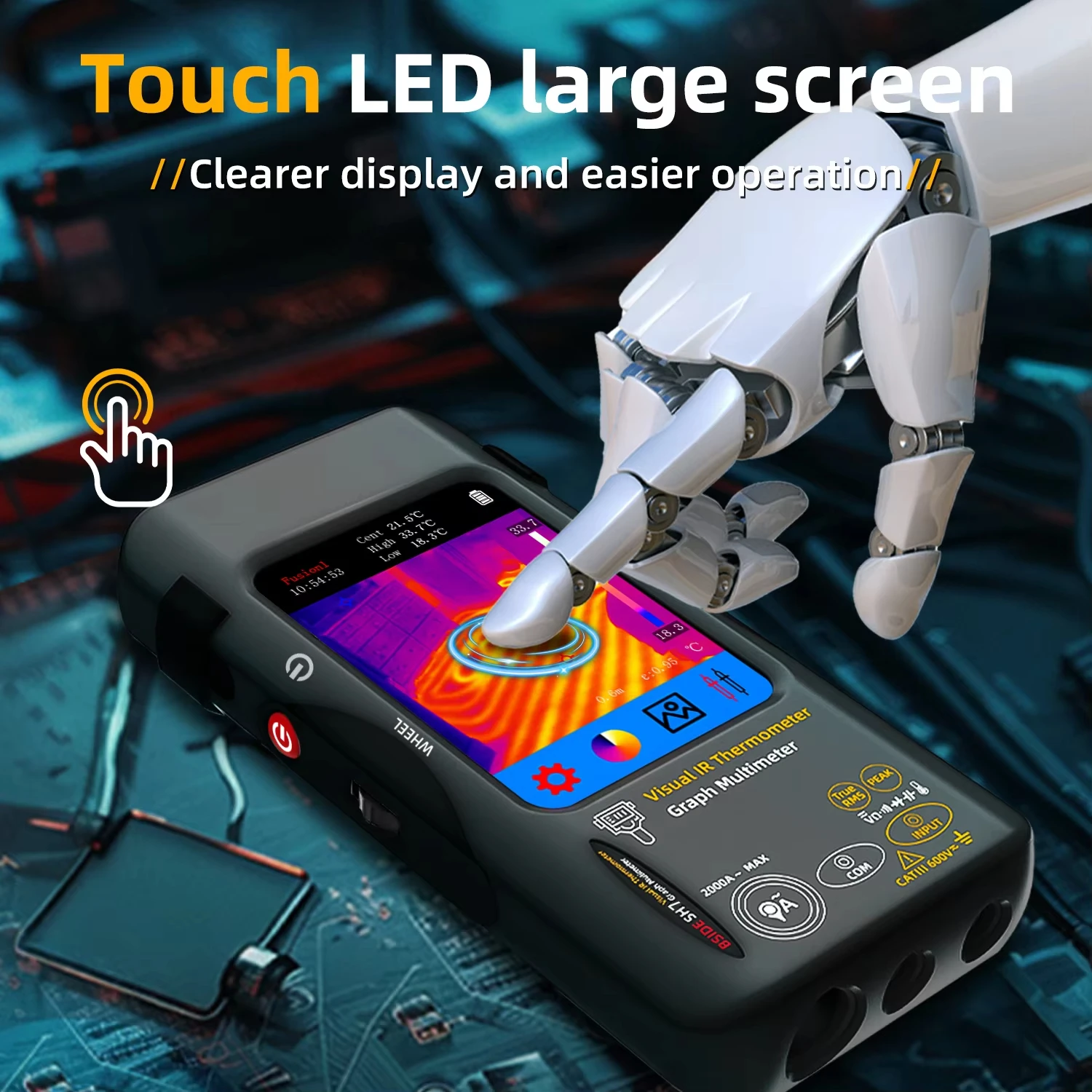 20000 นับมัลติมิเตอร์ 3.98 นิ้ว PCB Thermal Imager 320*320 อุตสาหกรรมกล้องความร้อน Circuit Board ตรวจสอบไฟฟ้า BSIDE SH7