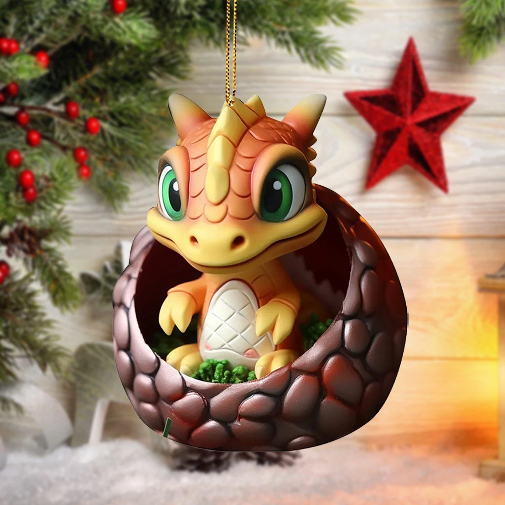 Christmas Dragon Egg Tree Pendant Novelty Hanging Ornament Cute Dragon Egg Decoration Acrylic for Home and Car Decoration - Image 3