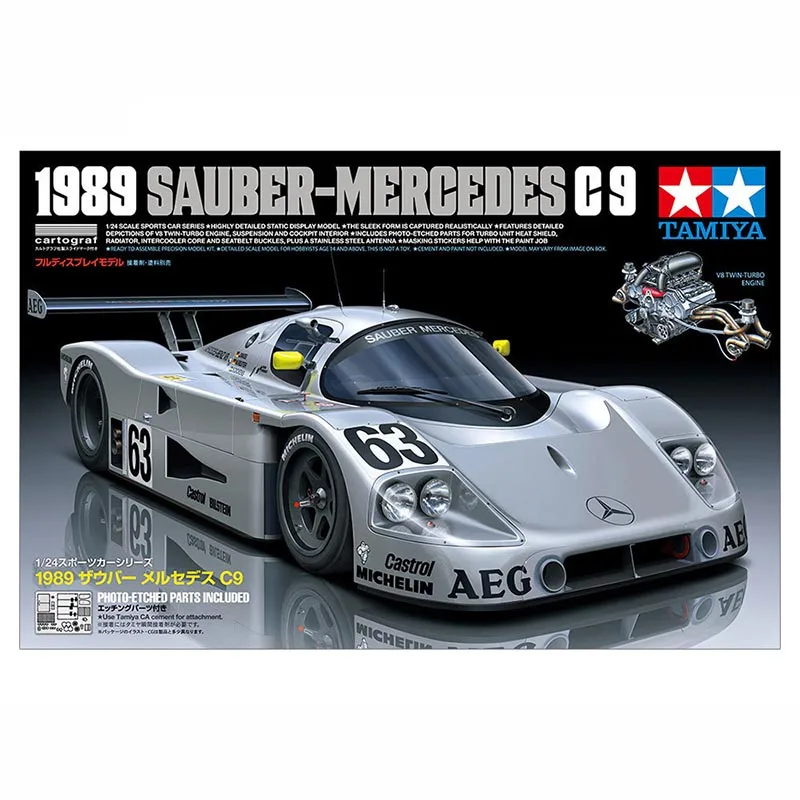 Genuine Original 1/24 Scale Model Sports Car Kit SAUBER-MERCEDES C9 1989 Anime Action Figure Toys assembly Gift Collectible Mode