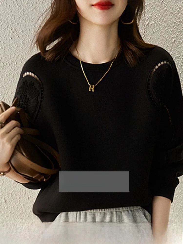 

Корейская женская толстовка с капюшоном, длинными рукавами, теплая верхняя одежда, модная, универсальная, с точным кроем по линии плеч, без бирки, свитшот