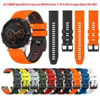 QuickFit 22mm 26MM Silione Strap For Garmin Fenix 7X Pro 7 6 6X 5X 5 Plus D2 3HR 945 965 Smartwatch band Garmin MARQ Epix Gen2