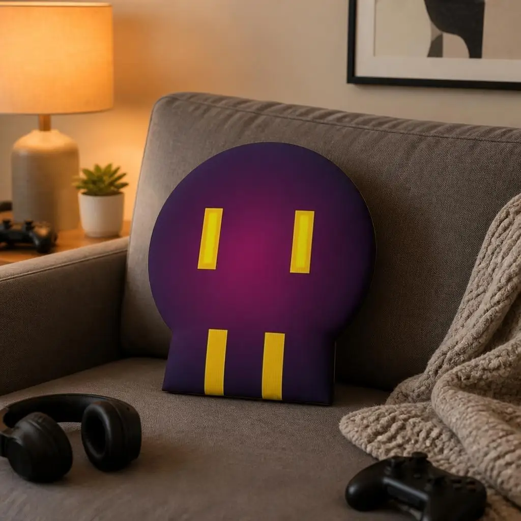 Murder Drones Purple Robot Face Shaped Throw Pillow Stuffed Cushion Irregular Decorative Sofa Accent Gaming Room Decor Gift