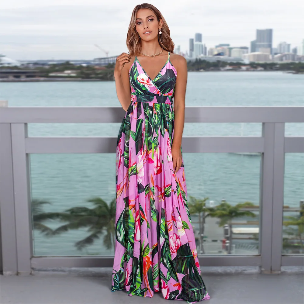 Sexy Vrouwen Boho Lange Wrap Zomer Jurken V-hals Maxi Avond Party Wedding Holiday Elegante Bloemen Strand Jurk Vestidos De fiesta