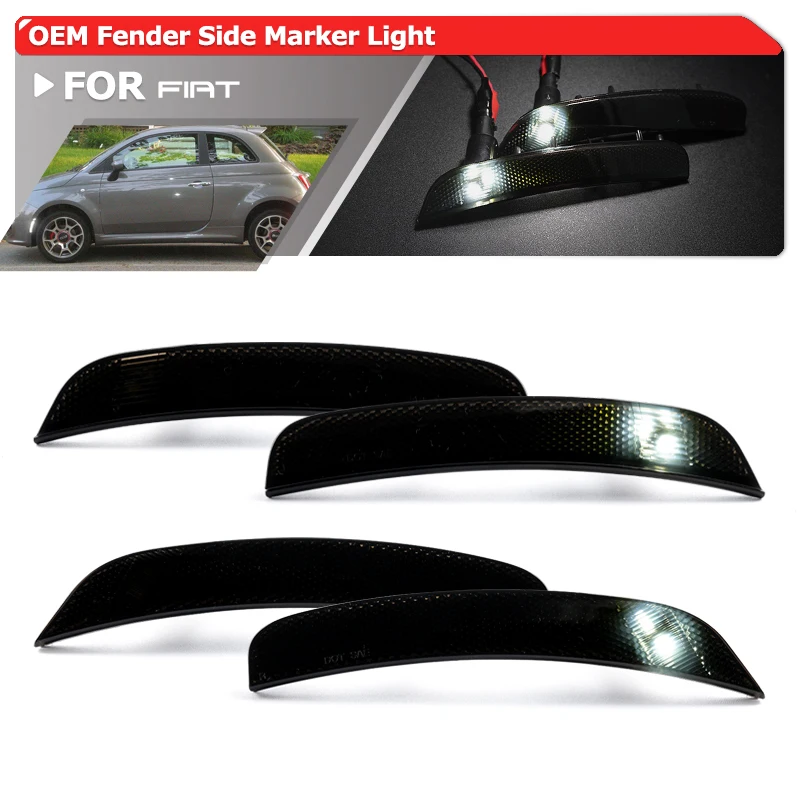 Euro Smoked Bumper OE-Spec Fender Side Marker Lights Reflector Lamps For Fiat 500 Pop Lounge 2012-2017 500C Pop Lounge 2012-2015