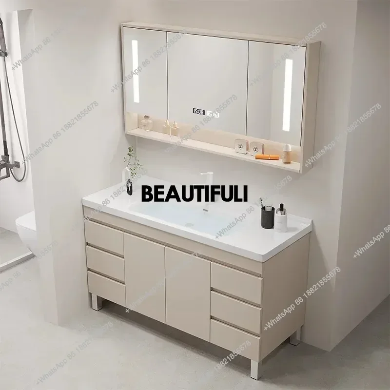 

New arrive Washbasin Toilet Bathroom Cabinets Vintage Partition Vanity Light Bathroom Cabinets Mirror Storage Mobiletto Bagno Fu