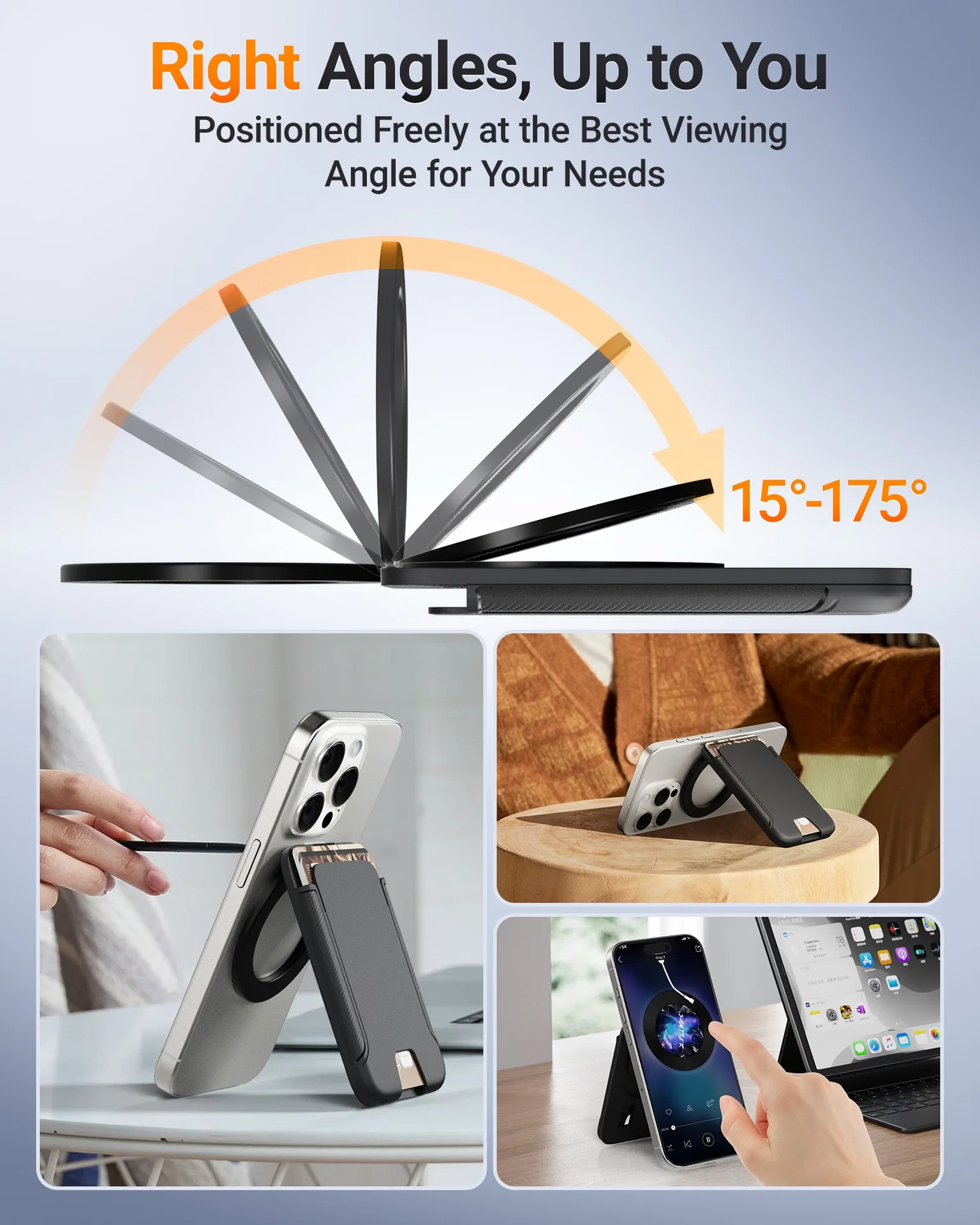 Verbesserte magnetische Kartenhalter-Handy-Geldbörse, kompatibel mit MagSafe-Geldbörse für iPhone 16, 15, 14, 13, 12, Max Plus Pro – Detail 3