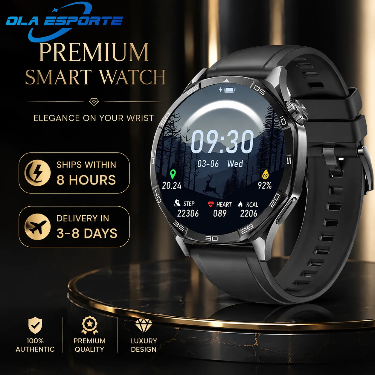 Relógio Inteligente de Luxo para Homens e Mulheres, Novo Relógio 2026 Watch 6 Pro, Carregador Sem Fio, Chamada Telefônica BT e Lembrete de Mensagens, Pulseira de Saúde
