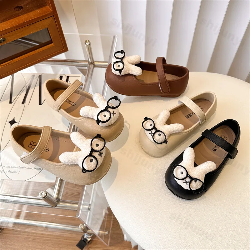 

Children Cute Rabbit Leather Shoes Spring Autumn New Girls' Fashion Comfortable Casual Shoes Outdoor Non Slip Lightweight Flats