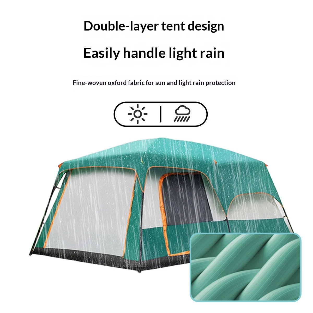 Family Camping Tent Two Bedroom One Living Room Waterproof UV Protection Foldable Portable Large Tent