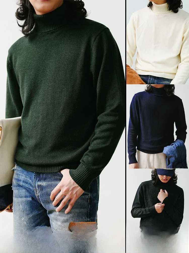 

Мужской вязаный свитер MBBCAR с высоким воротом, узкий крой, в американском ретро-стиле, теплый базовый слой, для повседневной носки зимой, модный, в стиле джентльмена, для колледжа