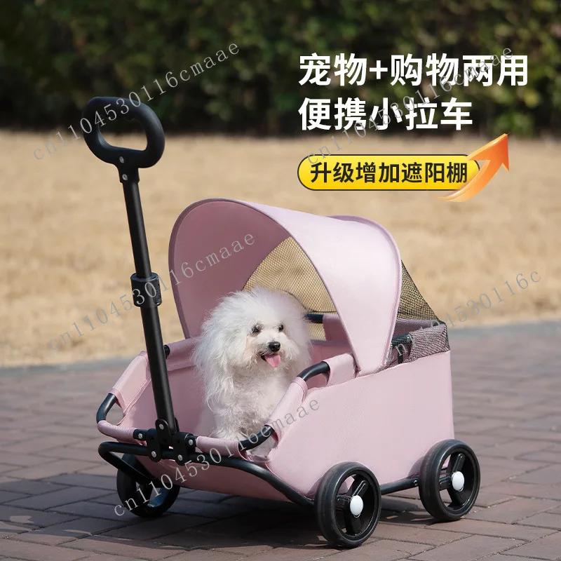 

Small Pet Cart Dog Cat Teddy Baby Cart Out Small Pet Cart Lightweight Foldable Outdoor