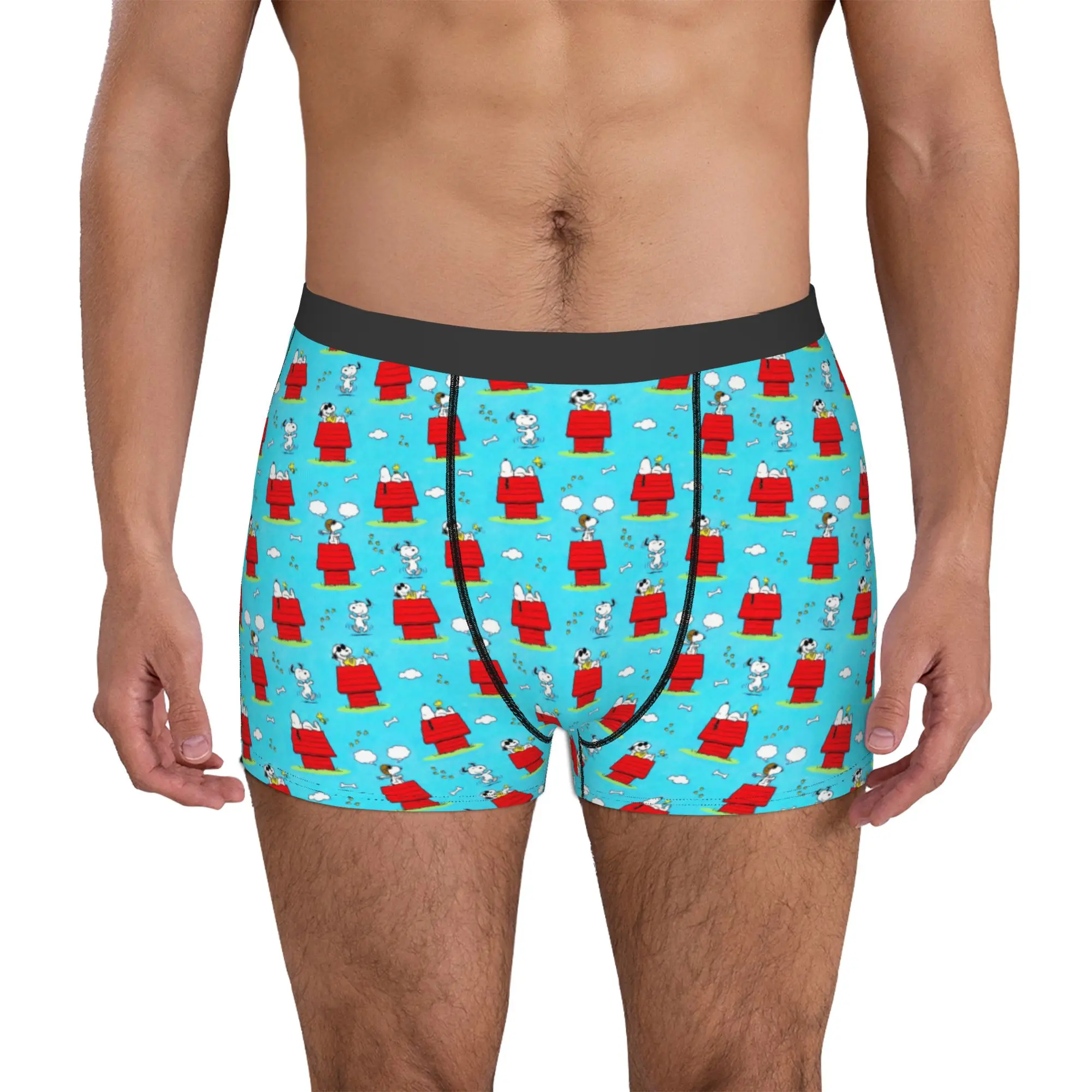 

S-Snoopy Cartoon Comic Underwear Men Printed Anime Dog Boxer Shorts Panties Briefs Soft Underpants