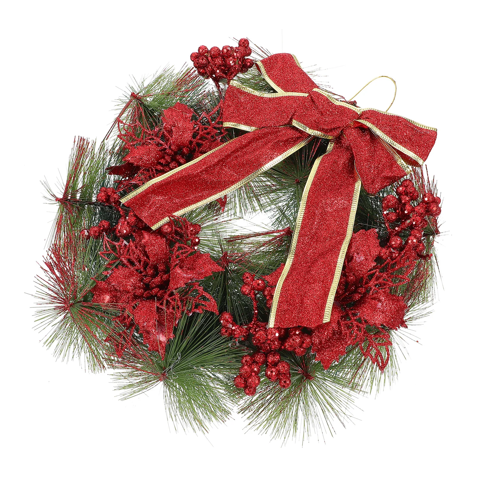 

1pc Christmas Decoration Wreath Pine Needle Garland For Home Party Holiday Decor Xmas Hanging Wreath Simulation Ornament Door