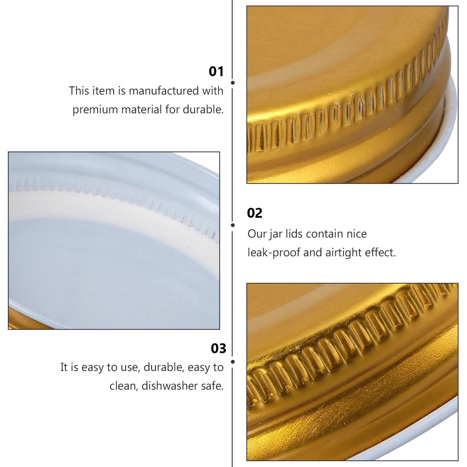 

16 Pcs Tinplate Cover Metal Jar Lids Mouth Canning Silver Covers Golden Mason of Various Sizes