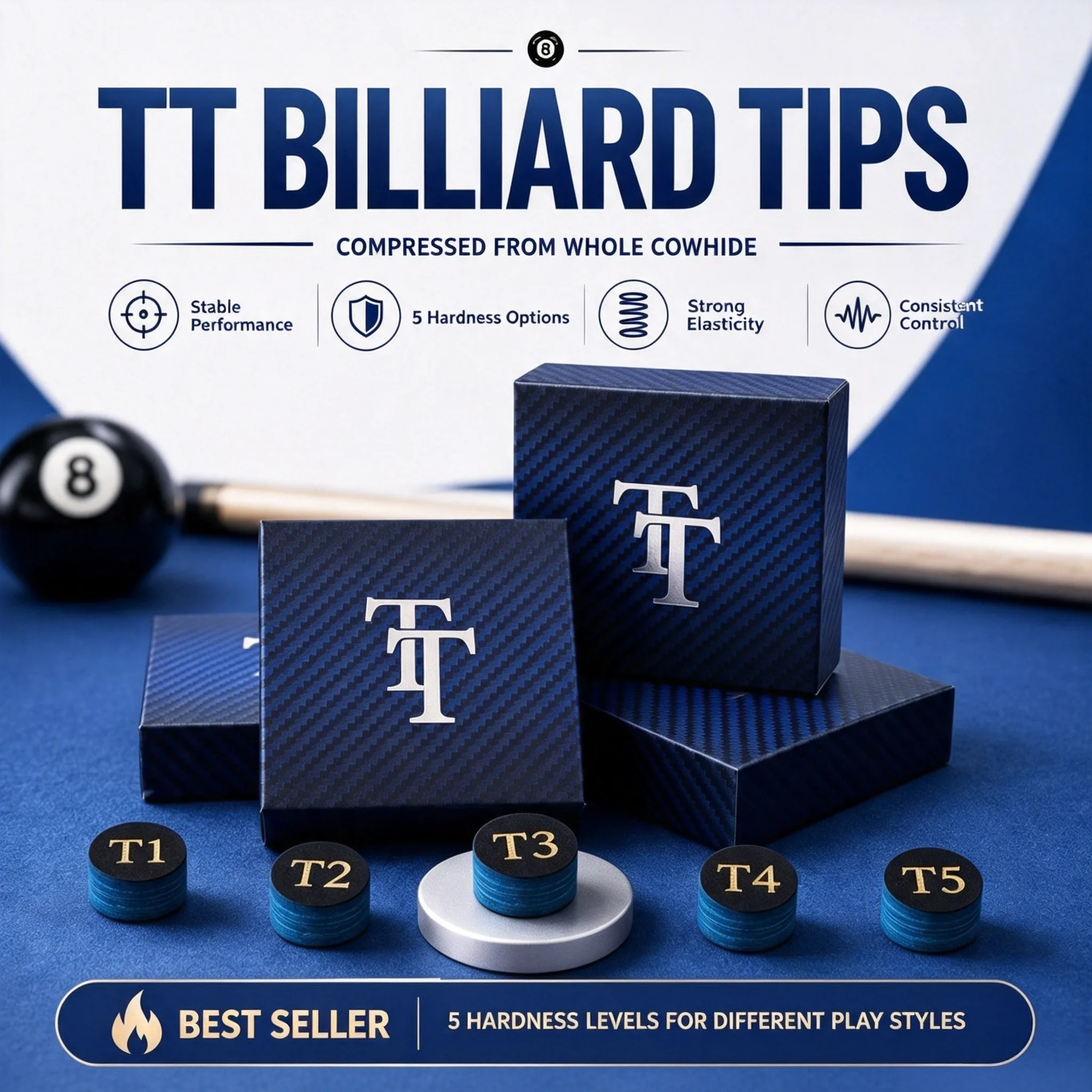 Tt Leather Tip Hand-Pressed Chinese-Style Black Eight Professional Billiard Cue Tip 11mm Small Tip Special Cowhide Cue Tip