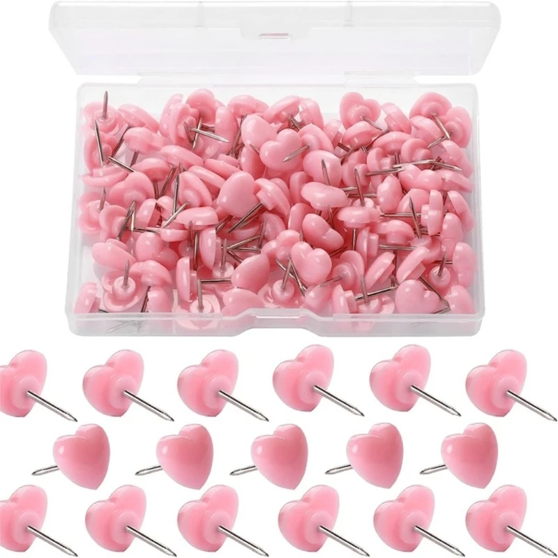 100 Pcs Decorative Pushpins Heart Push Pins Map Tacks Map Pins School Supplies