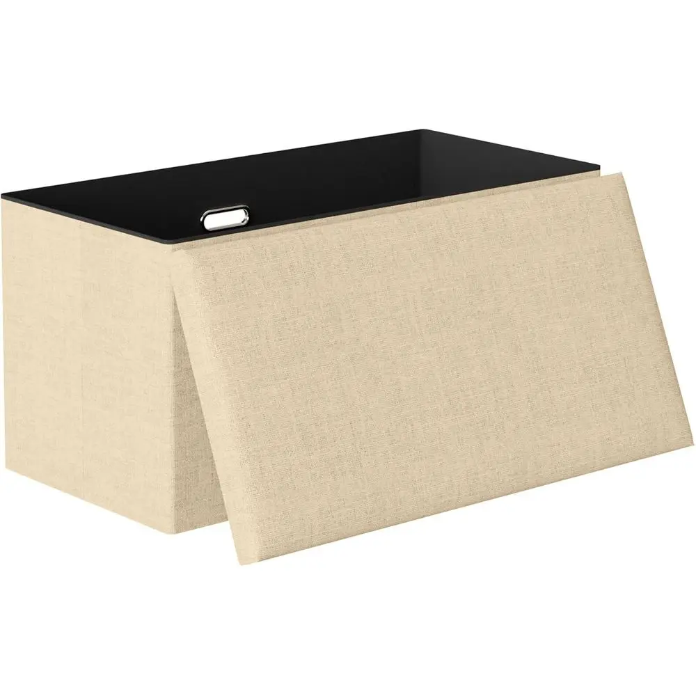 

30'' olding Storage Ottoman Bench, End o Bed Linen abric oot Rest Stool with Padded Seat, Large ootstools or Bedroom, Living Roo