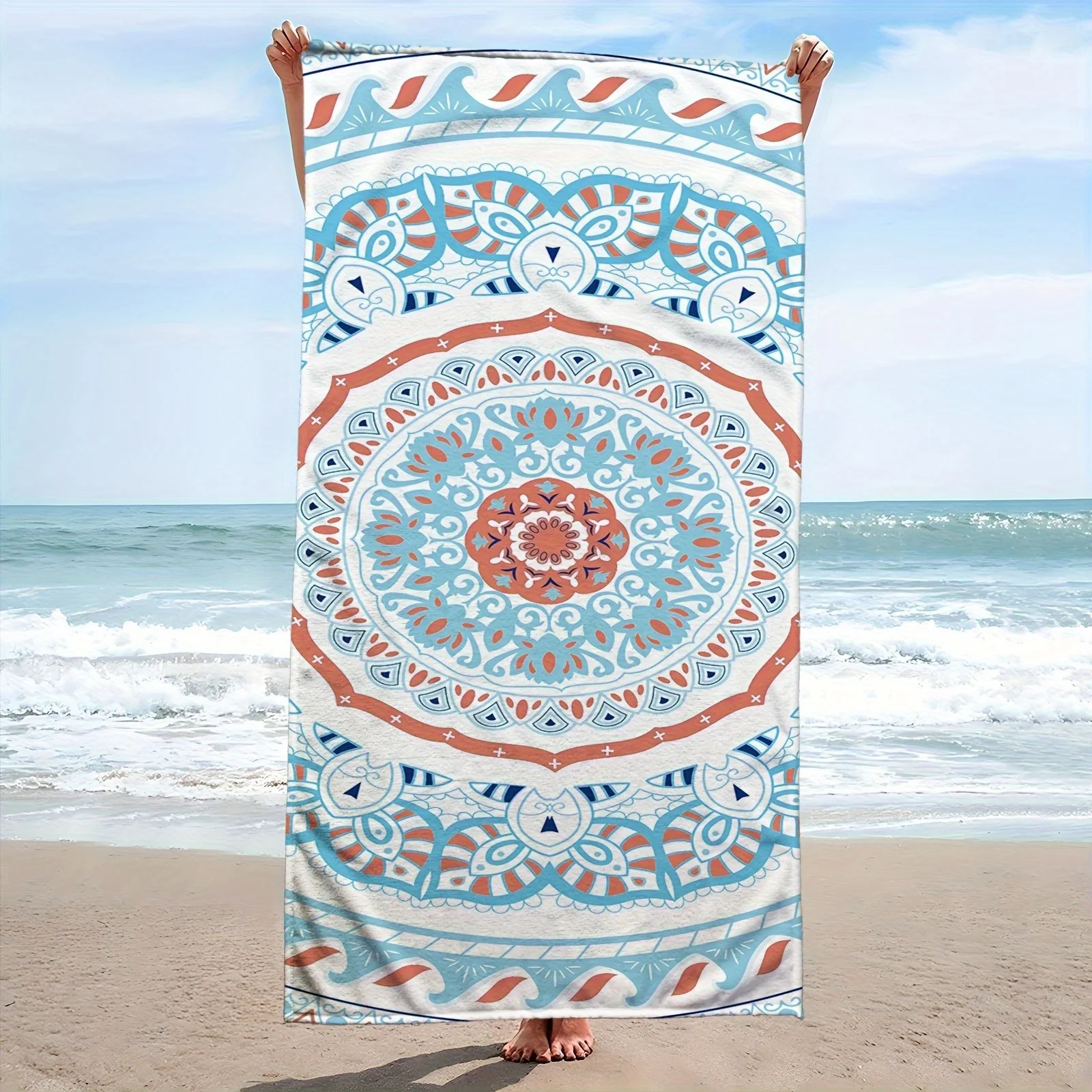 Marine Element Design Beach Towel With Realistic Texture Soft Touch Surface Non Slip Fabric For Coastal Decor