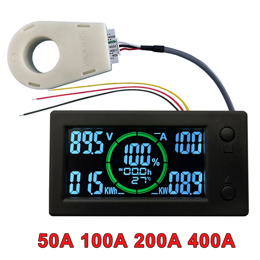Hall Coulomb Contador Indicador de Capacidade da Bateria Voltímetro Digital Amperímetro Coulometer Potência Wattmeter dc 300v 50a 100a 200a