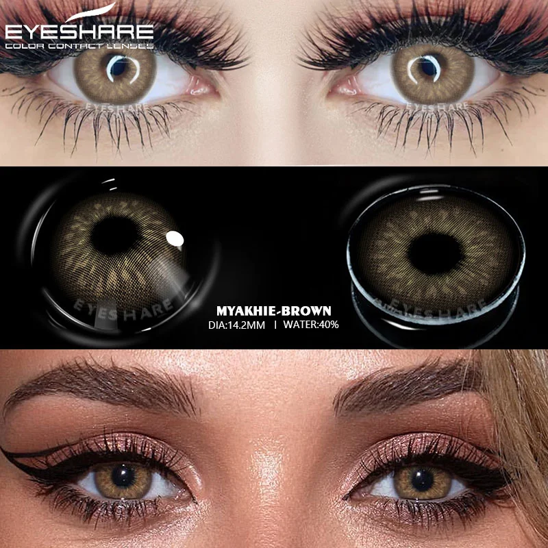 EYESHARE 1Pair Color Contact Lenses for Eyes Brown Colorful Eyes Lenses Green Lens Yearly Cosmetic Makeup Gray Eye Contacts Lens