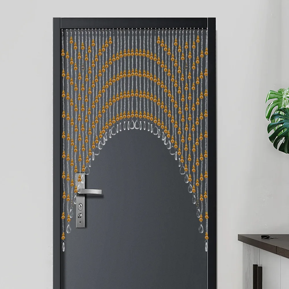

Arched Crystal Door String Hanging Glass Beaded Curtains Beads for Doorways Windows Short Home Decor Closets, Amber Clear