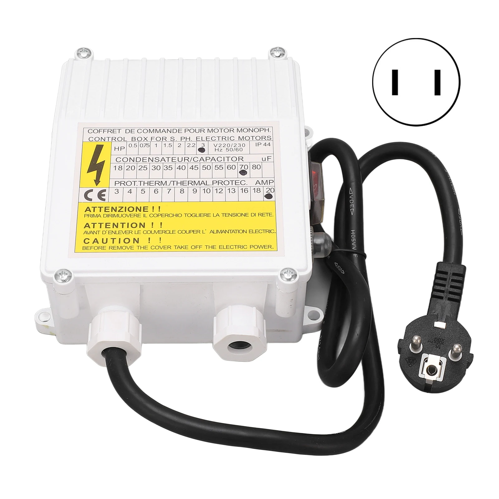 

Deep Well Pump Switch Control Box Deep Well Pump Control Box Household 3.0 Submersible Switch Controller 2.2KW 70uf 20A