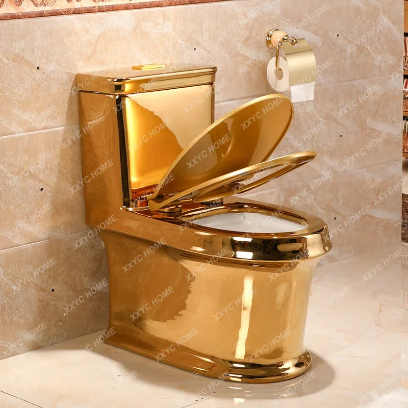 European-style golden  super swirl siphon, silent flush toilet, household bathroom toilet, personalized creative toilet