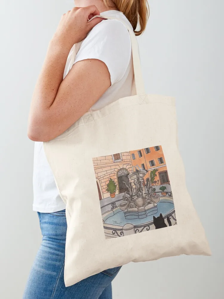 Journal of a Cat in Rome - Fontana delle Tartarughe Tote Bag Big bag tote bag woman shopper woman Canvas Tote