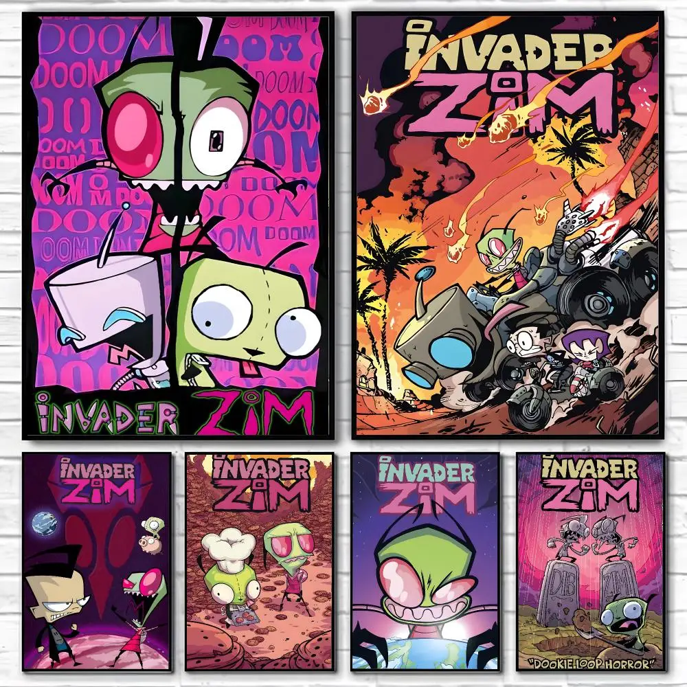 Anime I-Invader Zim Poster HD Art Sticky Wall Waterproof Home Living Room Bedroom Bar Aesthetic Decoration