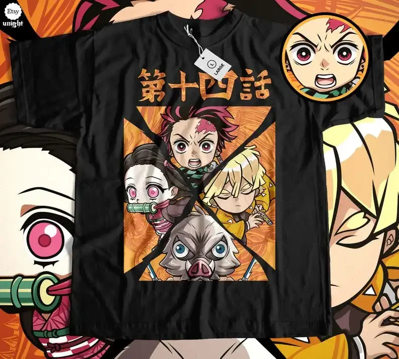 Camiseta unisex Sword Fighters - Diseño de anime japonés, Era Manga de los años 2010, Ropa de batalla épica, Regalo de acción de espada, C inspirado en Japón