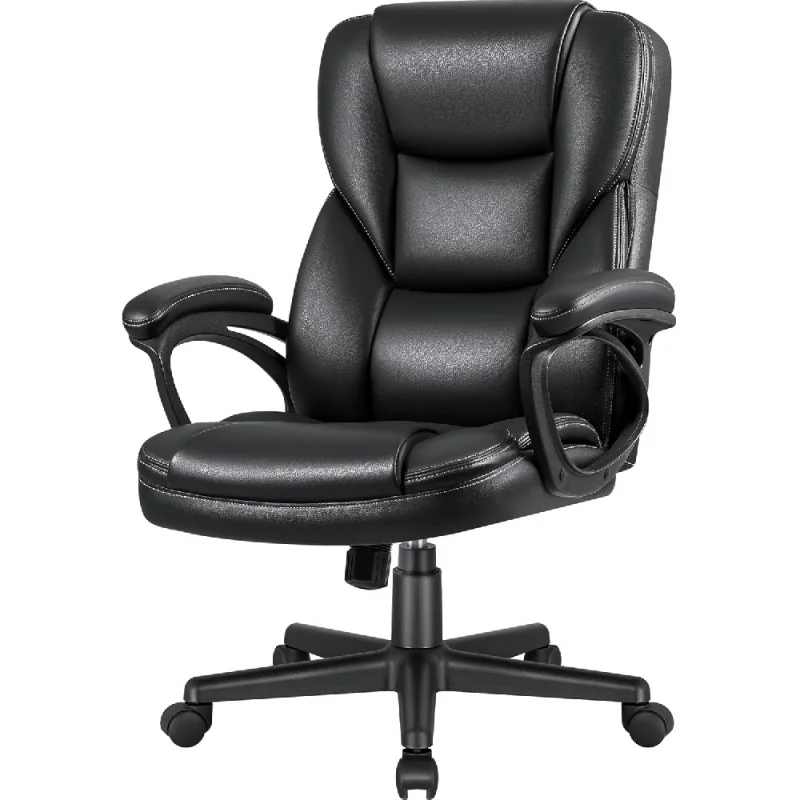 

Executive Office Chair High Back Managerial Home Desk Chair, Adjustable Swivel Computer PU Leather Chair with Lumbar Support