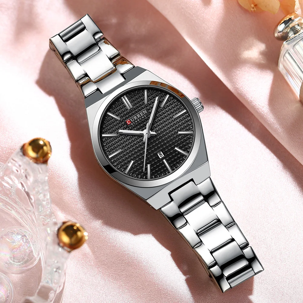 CURREN Brand Fashion Luxury Women Quartz Watch Round Small Dial Stainless Steel Strap Girl  Wristwatch