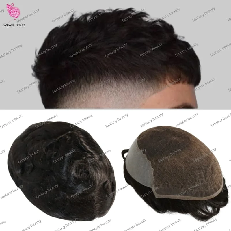 

Мужской парик натуральный серый черный 1B 1B10 1B20 человеческие волосы прочный Q6 невидимый дышащий швейцарский кружевной и искусственный мужской парик с двойными узлами