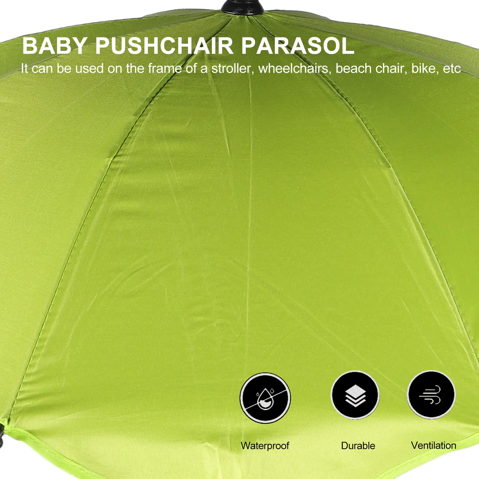 

Baby Stroller Parasol UPF 50 UV Protection Green Silver Coating Adjustable Clamp Shade for Cart Trolley Beach Chair Bike