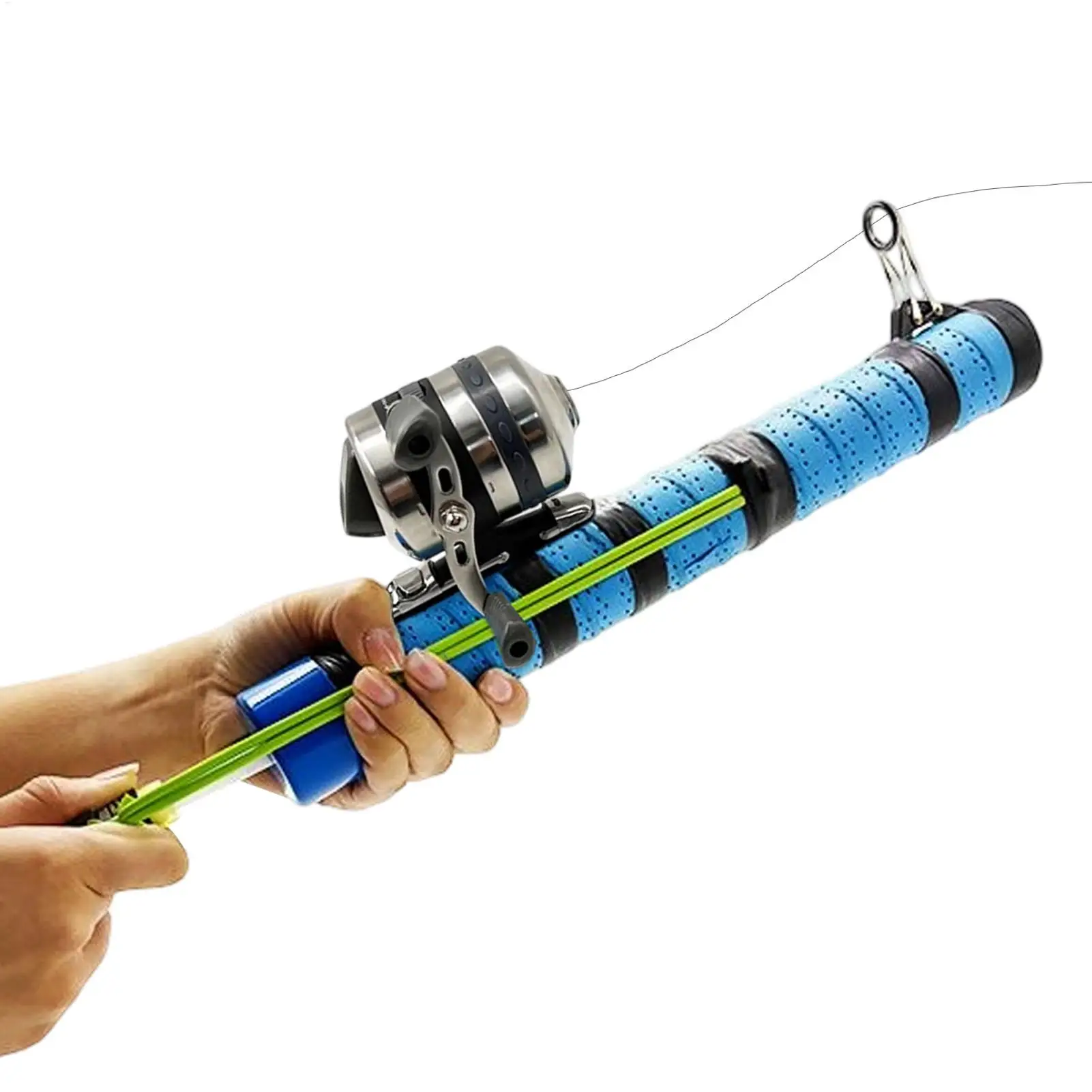 Fishing Slingshot Rod Anti Slip Auto Lock Tool Compact Catapult Fishing Pole for Enthusiasts Friends Family Beginner Outdoor