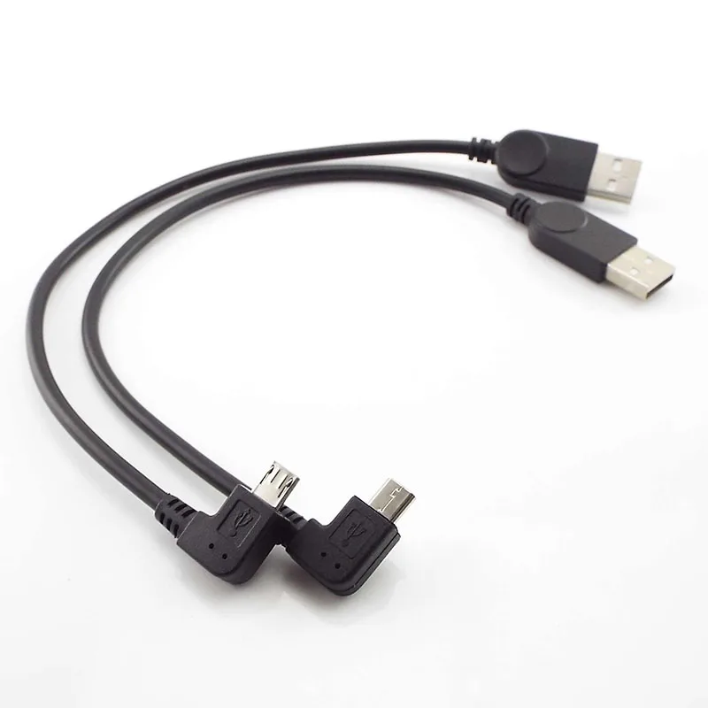 27cm 90 Degree Micro USB Male to Male Data Up Down Left Right Angled Charge Connector Cable Adapter for Tablet Cell Phone E2