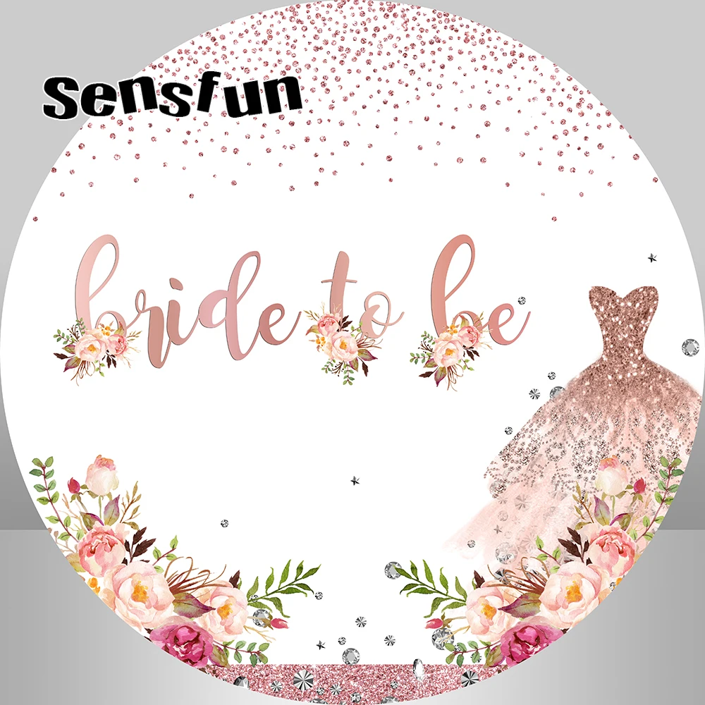 Bride To Be Round Backdrop Flowers Dress Bridal Shower Wedding Party Circle Background Elastic