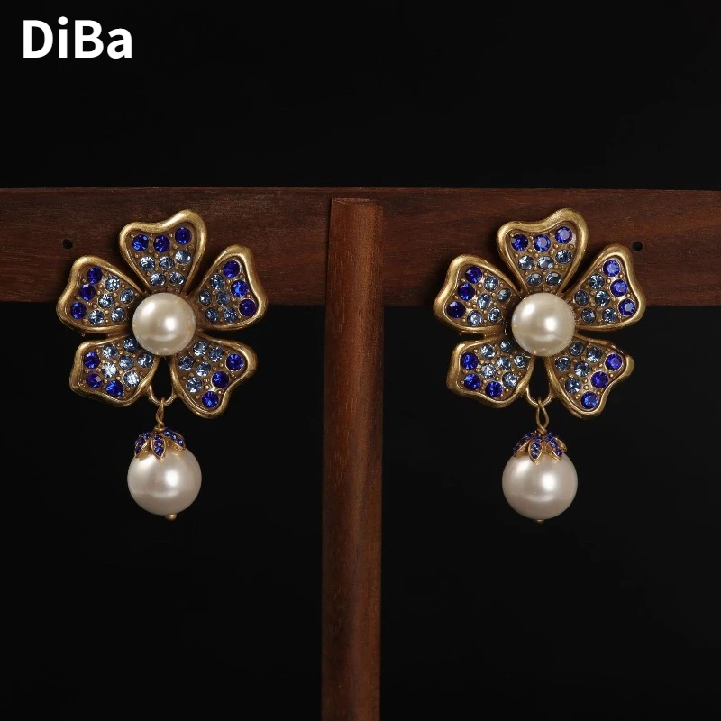 

Trendy Jewelry Hot Selling Vintage Temperament Colorful Flower Simulated Pearl Earrings For Women Fashion Accessories