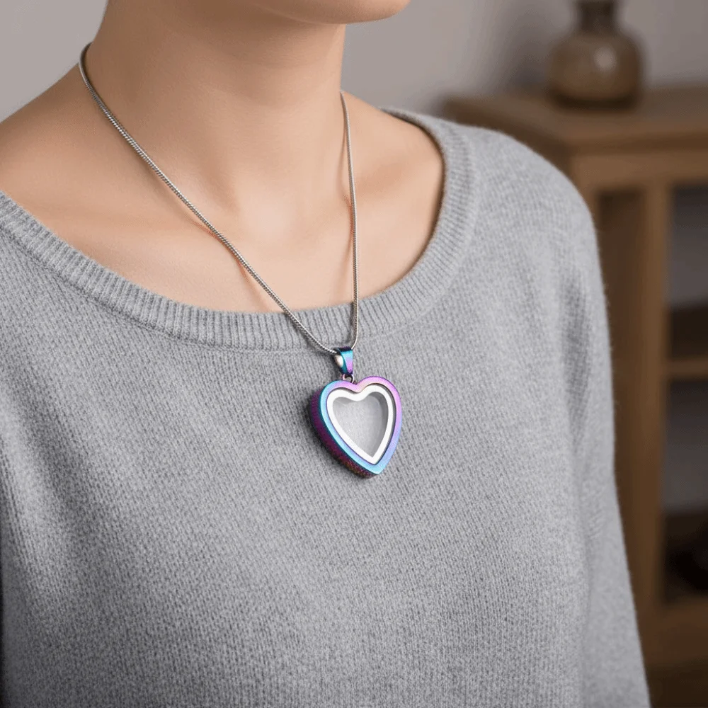 Stainless Steel Pet Memorial Lockets Fill-able Love Heart Heart Pendant Dust-proof Sealed Ashes Necklace Pendant Remembrance