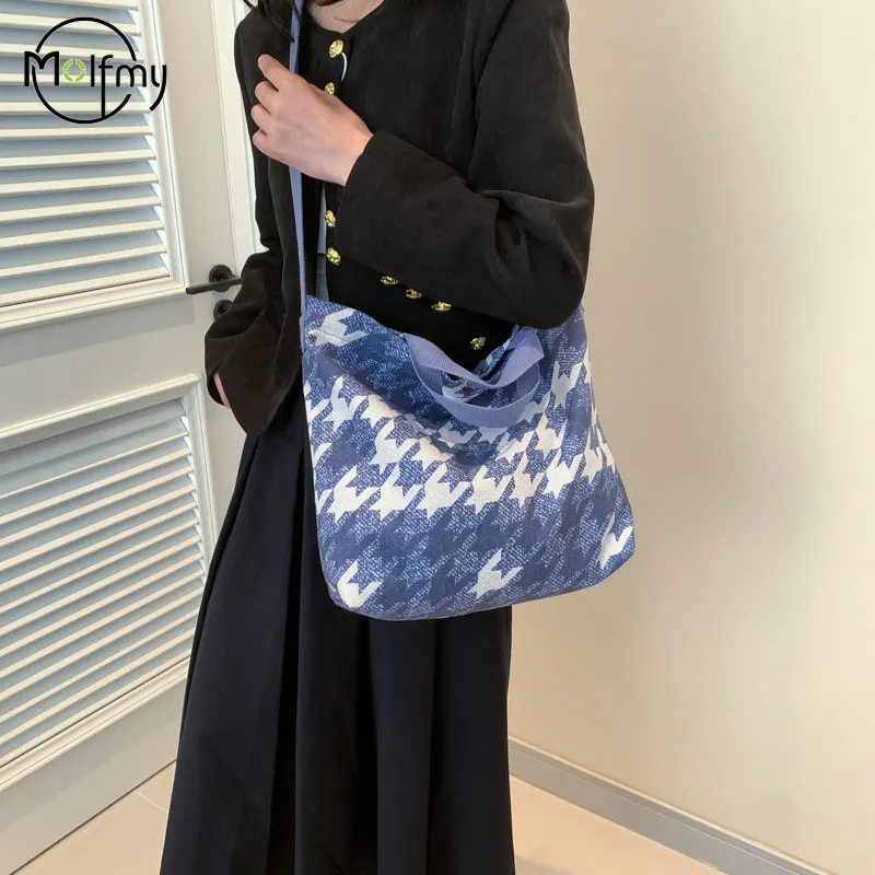 الدنيم حقيبة سعة كبيرة الرجعية المرقعة اللون حجب حقيبة يد المرأة المألوف حمل الحقائب التسوق حقائب اليد الفاخرة #1