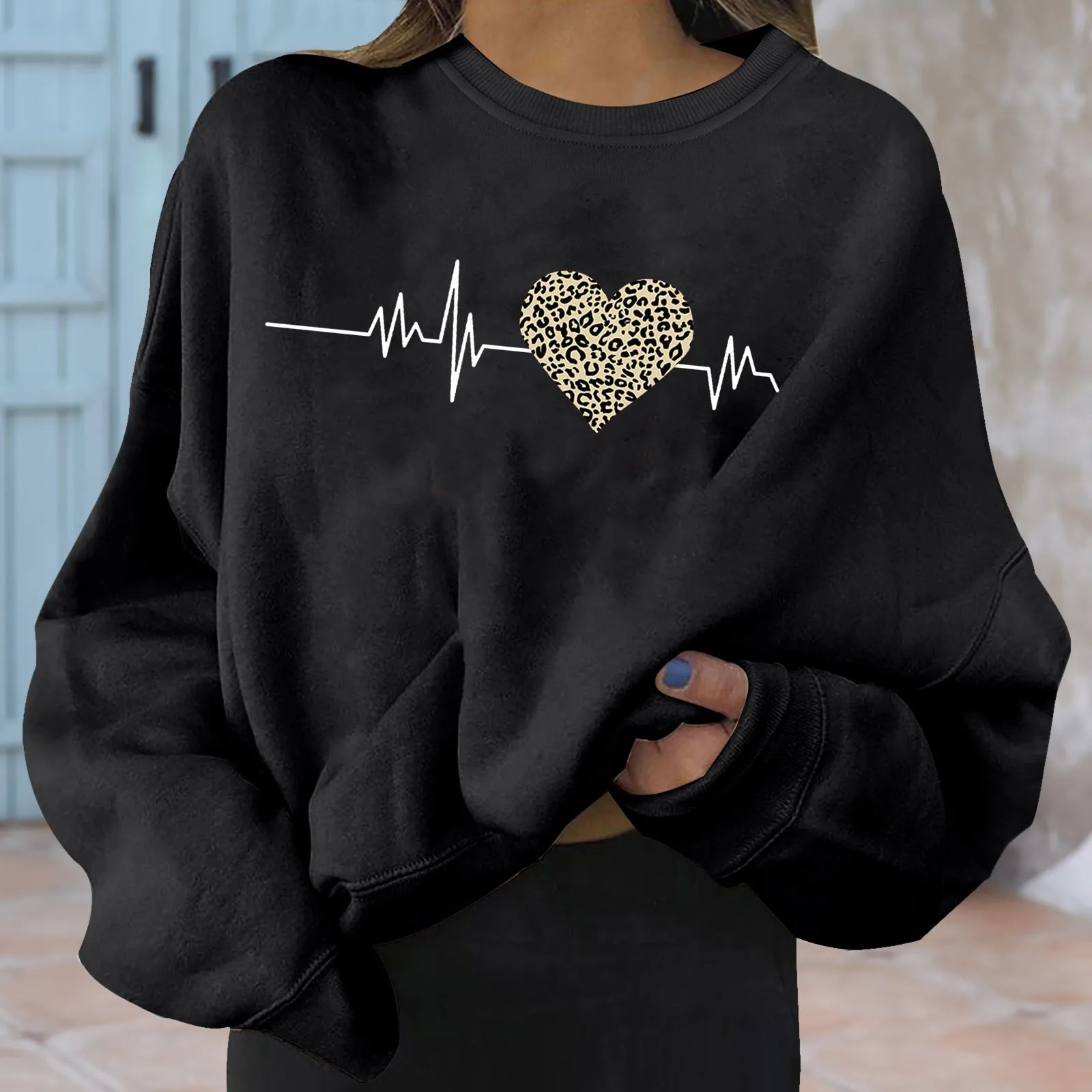 Women Fashion Warm Sweatshirt Casual Long Sleeve O Neck Soft Heart Ropa Mujer Trashy 2000s Korean Popular Aesthetic