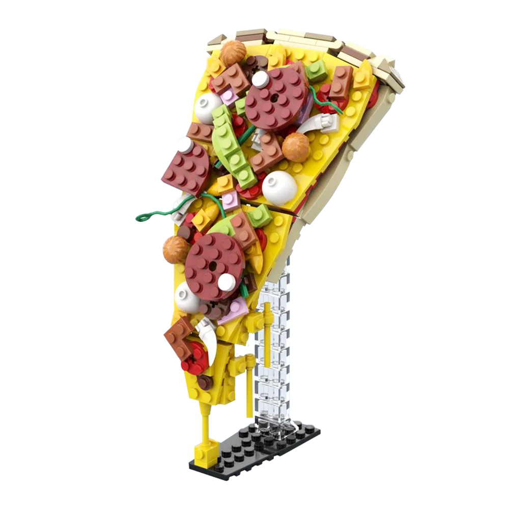 MOC Pizza Slice Building Blocks 221PCS Creative DIY Bricks Food Decoration for Restaurant Kids Toys Model Sets Adult