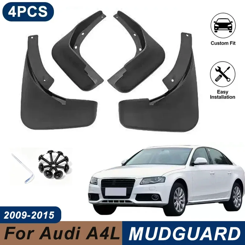 4PCS Car Mud Flaps For Audi A4L 2009-2015 Waterproof Anti-Splash Fender Mudguards Auto Exterior Accessories
