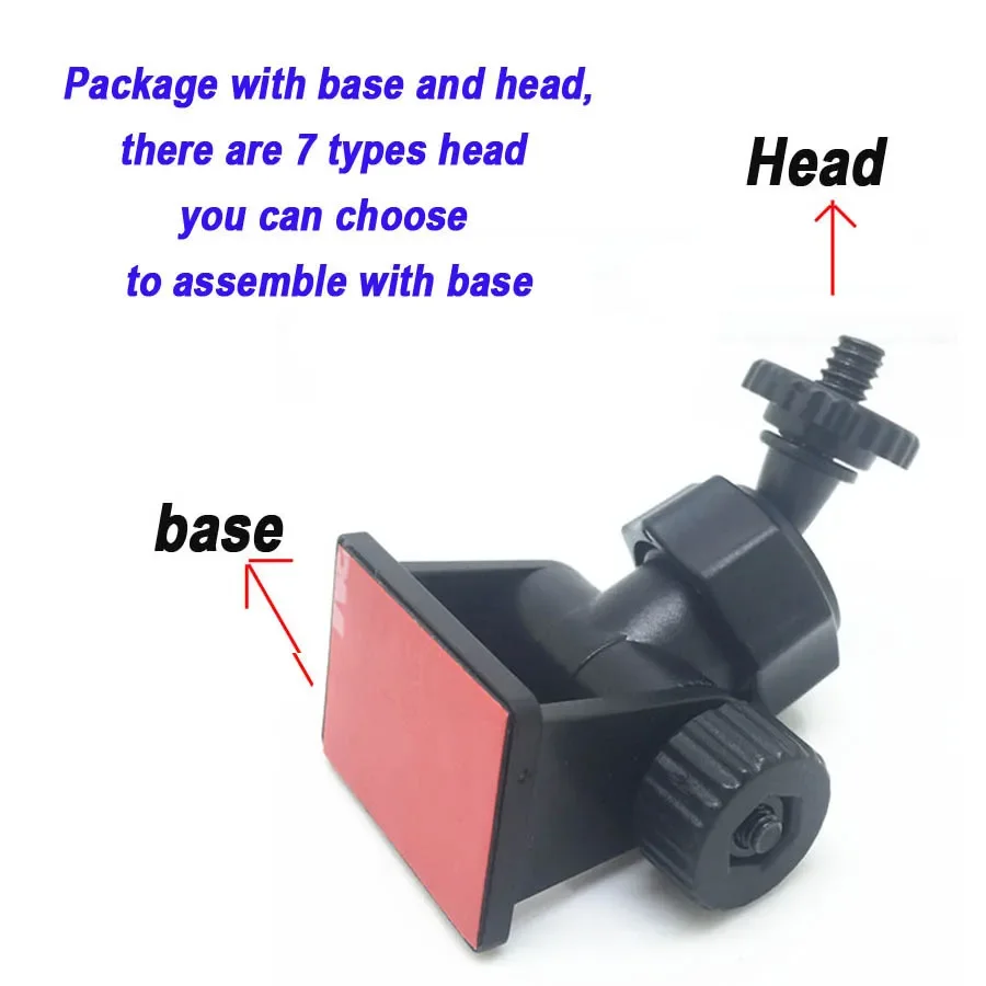 7 Types Head Option Stiker Base Bracket Mount for Sport Camera DVR DV GPS Holder Car DVR Glue Holder Adhesive Base Tripod Stand