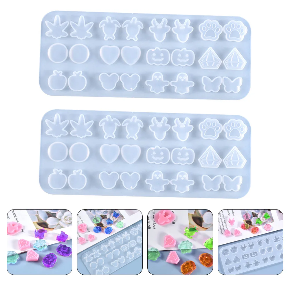 

2 Pcs Stud Mold Silicone Earring DIY Craft Hanging Pendant Eardrop Casting Crystal Epoxy Manual Jewelry
