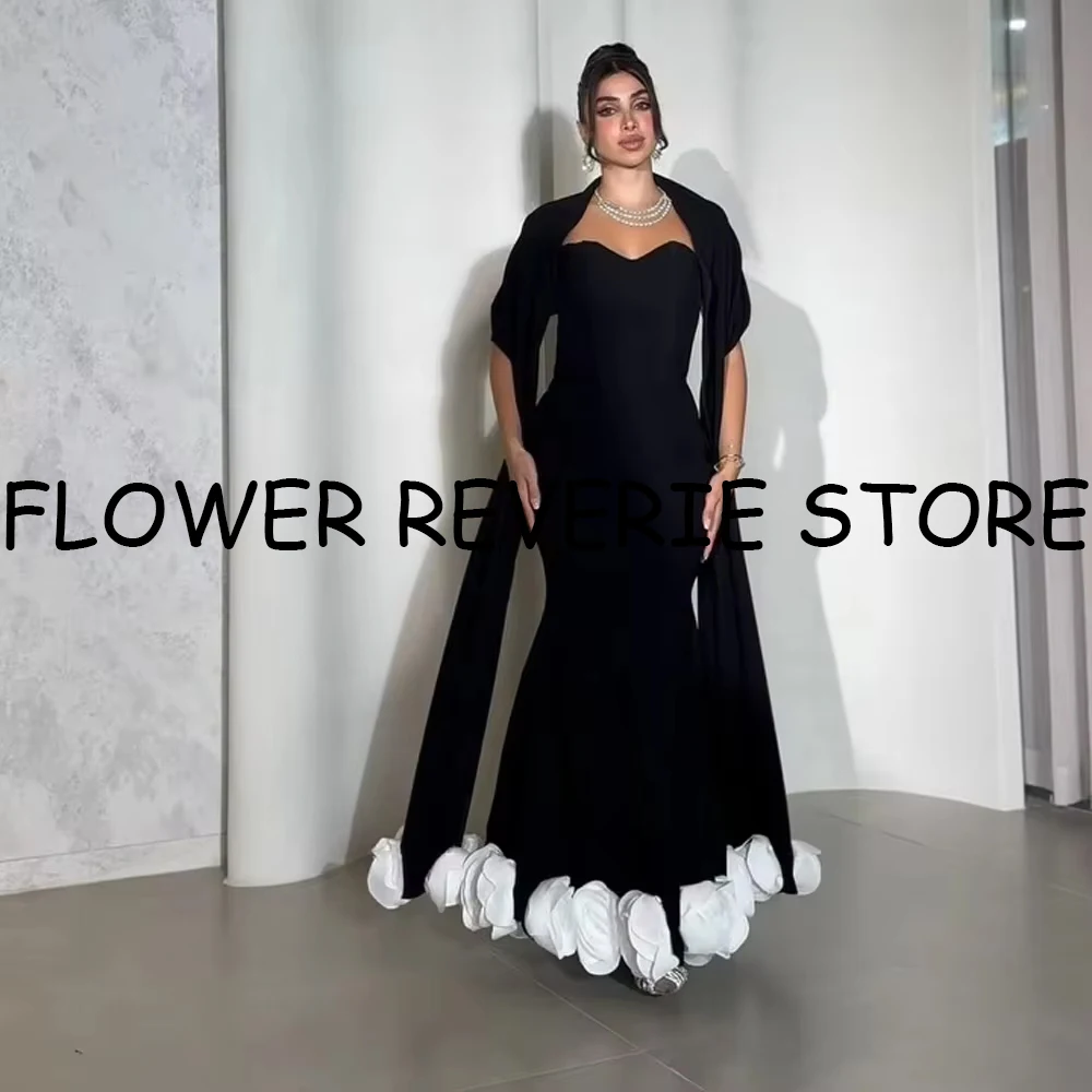 Customized High quality Classic Simple Jersey Handmade Flower A-line Sweetheart Long Dresses Evening Dresses Retro Matching