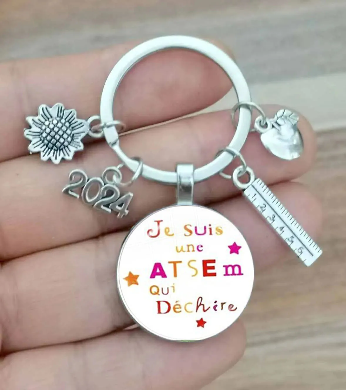 New Merci Maitresse Teacher Keychain 25mm Glass Dome Thank You For Your Keychain Teacher\'S Day Gift Jewelry Gift