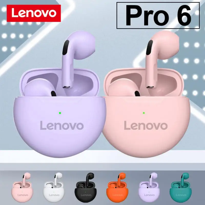 Lenovo Pro 6 Bluetooth 5.0 Wireless TWS Earphone Smart Touch Call Headset Noise Canceling Headphones for Lenovo ht38 lp40 Pro